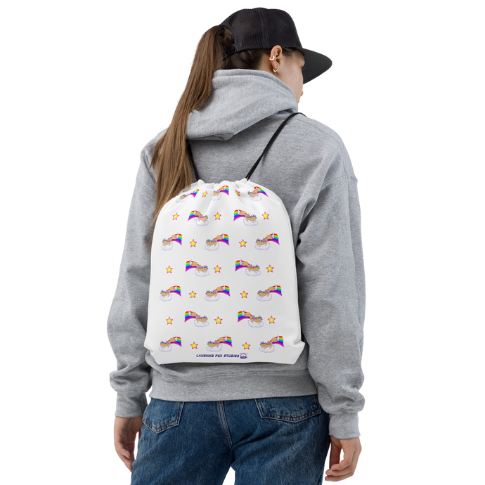 Rainbow Fox Drawstring Bag